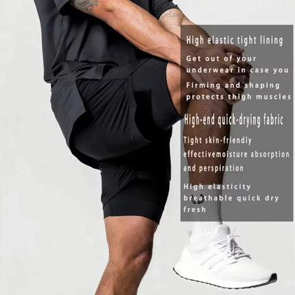 One Piece Men's Double Shorts Roronoa Zoro Japanese Anime Fake Two-Piece Summer 2-in-1 Fitness Sports Quick-Drying Y2K Shorts