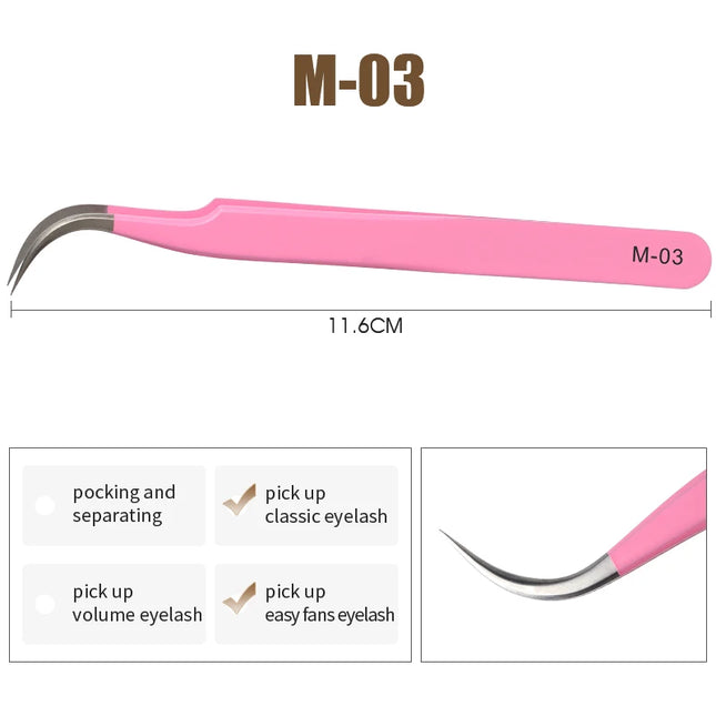 Natuhana Rose red Tweezers Stainless Steel  Tweezers High Precision Anti-static Tweezers for Eyelash Extensions Makeup