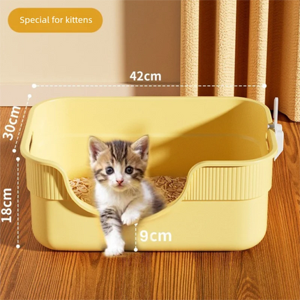 Cat Litter Box, Giant Anti-Splash Semi-Enclosed Cat Toilet, Giant Pet Litter Pan for Indoor Cats