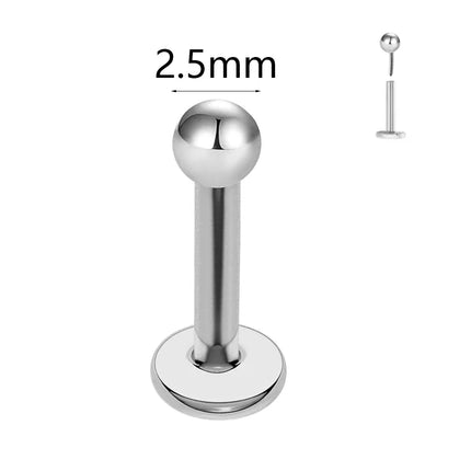 ASTM F136 G23 Titanium The ball Tragus Earring Threadless Piercing Heart Cubic zirconia Pin Daith Conch Push in Labret Stud