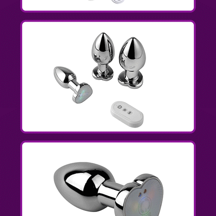1PCS Heart-shaped Metal Vibrating Anal Plug Luminous Vibrating Anal Plug Remote Application Control Adult Couples Sex Toy