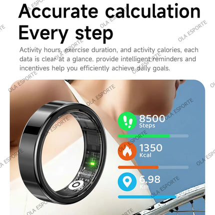 2026 Smart Ring Blood Pressure Heart Rate Sleep Monitoring Smartring IP68 & 5ATM Waterproof Multi-sport Mode Smartring Man Women
