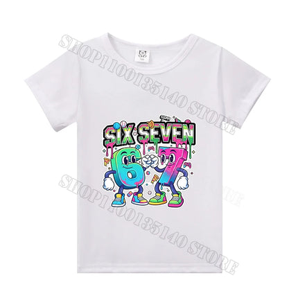 Steal A Brainrot Short Sleeve Children T-shirt 67 Six Seven Cotton Tops Tshirt Boys Girls Clothing Fashion Funny Meme T-shirts