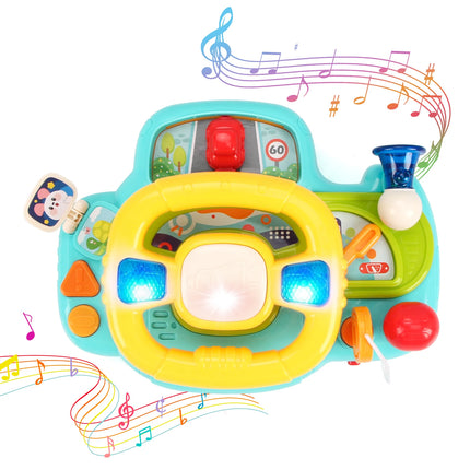 Baby Electric Steering Wheel for Car Seats and Stroller Simulate Driving Vocal Toys Educational Toys for 18M+ Toddlers Gifts