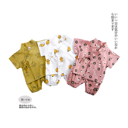 2PCS Summer Infant Baby Boy Girl Pajamas Sets for 6-36M Newborn Cartoon Print Top+Shorts Soft Toddler Home Wear Kimono Pyjamas
