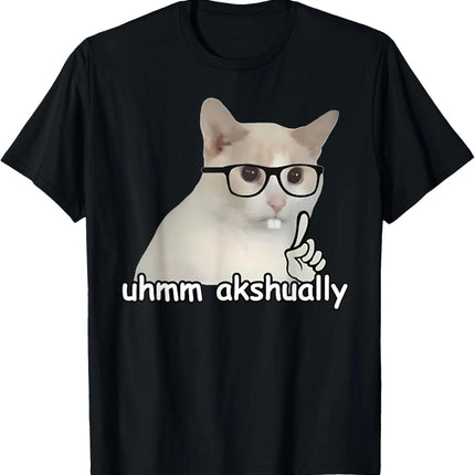 Sad Cat Emoji T-Shirt Humorous Letter Print Women's Black Short-Sleeved Casual Loose-Fit Basic Crew Neck Top for Daily Wear