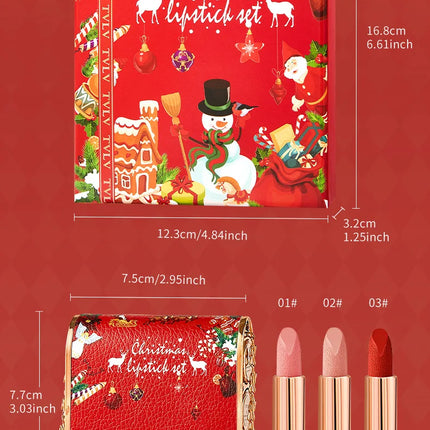 Christmas Matte Lip Gloss Set Lipstick Smooth Lasting Display Lip Gloss Waterproof Moisturizing Lipstick Holiday Gift Box Set