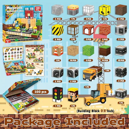 Magnetic Blocks 150 Pieces - Magma Mine World DIY Educational