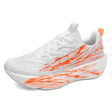New Couple Sports Shoes Heartbeat Popcorn Carbon Plate Soft Sole Running Shoes for Men Women Fashion Casual Student Sneakers