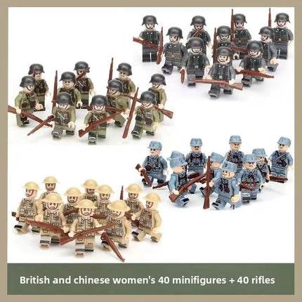 Building blocks World War II soldier figures, marine humanoid dolls educational toys mini figures birthday gifts cartoon figures