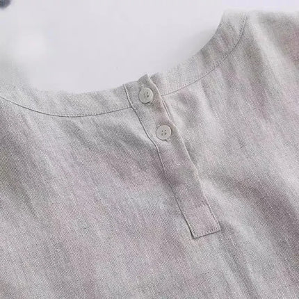 Loose Cotton Linen Vest Women's Summer New Plus Size Fat MM Outerwear Inner Match Svel T-shirt Top Versatile Round Neck