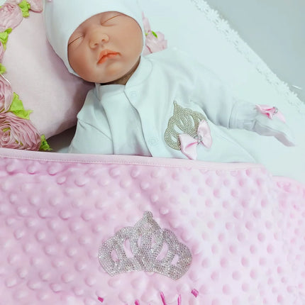Dollbling Hospital Exit 5pcs Embroidery Name Newborn Angle Wings Romper Blanket  Nursery Bedding Swaddle Handmade Infant Outfit