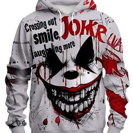 Men's expression Hoodies Sweatshirt Fashion Long Sleeve Crew Neck 3D Print Party Holiday Streetwear White Drawstring Fall Hoodie