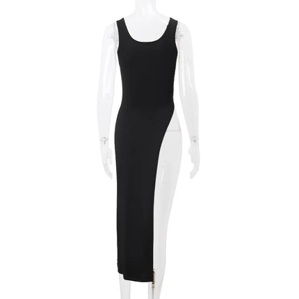 Lamuusaa Long Tank Tops y2k Clothes Women Casual Solid Color Sleeveless Asymmetric Hem T Shirt Vest 2000s Clothing Streetwear