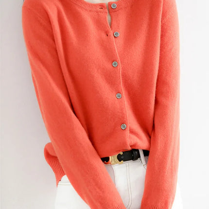 Women Cardigans Sweater O-neck Spring Autumn Knitted Cashmere Cardigans Solid Single Breasted Womens Sweaters 2022