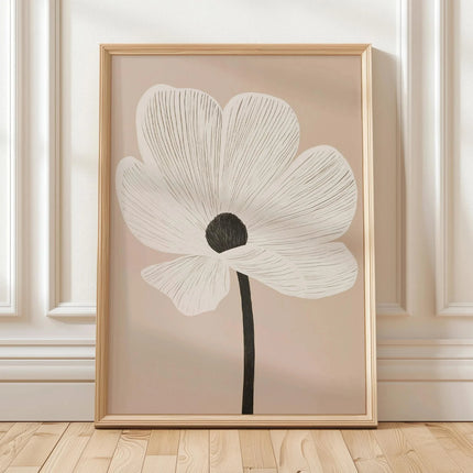 1pc Retro Beige Floral Line Printing,Simple Canvas Painting,Frameless Modern Plant Wall Decor for Living Room,Housewarming Gifts