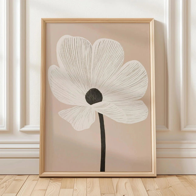 1pc Retro Beige Floral Line Printing,Simple Canvas Painting,Frameless Modern Plant Wall Decor for Living Room,Housewarming Gifts