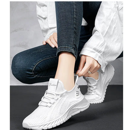 Women Casual Shoes Fashion Breathable Walking Mesh Flat Shoes Sneakers Women 2025 Gym Vulcanized Shoes White Female Footwear