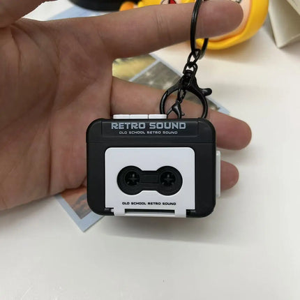 1/2Pcs Retro Recorder Keychain 15S Recorder Cassette Tape Keyring Student Bag Pendant Couple Friends Gift