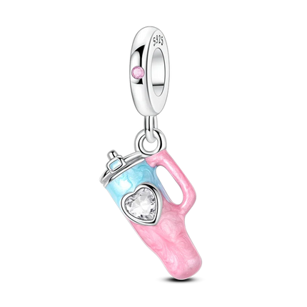 2026 Romantic Pink Color Charms Bead 925 Sterling Silver CZ Zircon Love Heart Pendants Fit Original Bracelet DIY Jewelry Gift