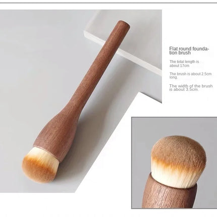 New 1Pcs European Vintage Wood Handle Makeup Brush High Quality Walnut Loose Powder Blush Foundation Contour Brush Super Soft
