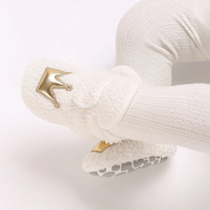 Fashionable Lamb Down Newborn Baby Girl Knitted Baby Soft Sole Shoes Toddler Shoes Warm and Non Slip First Walker