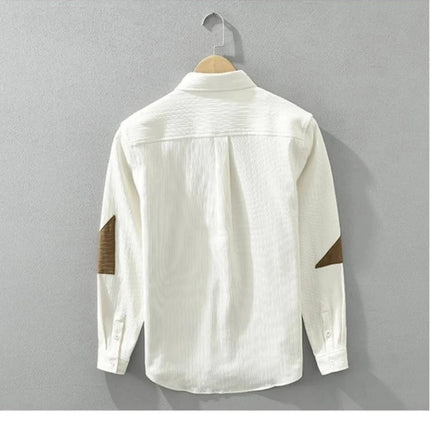 Men's New Spring Autumn Contrast Patchwork Trend Blouse Long Sleeve Polo Neck Loose Fashion Shirt Tops Casual Korean Men Clothes