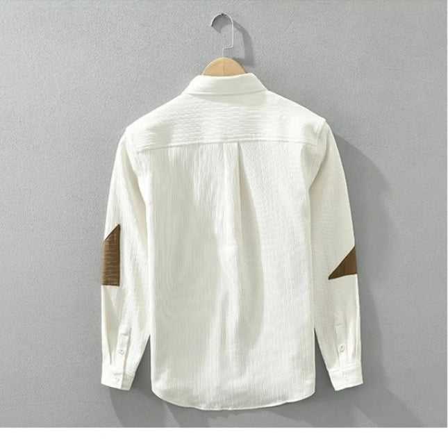 Men's New Spring Autumn Contrast Patchwork Trend Blouse Long Sleeve Polo Neck Loose Fashion Shirt Tops Casual Korean Men Clothes