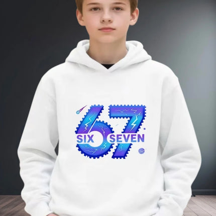 Fun Six Seven 6 7 Meme Design Hoodie for Kids Chaotic Humor Y2k Game Saying Tee Novelty Gift Boys Top Fashion Children's Clothes