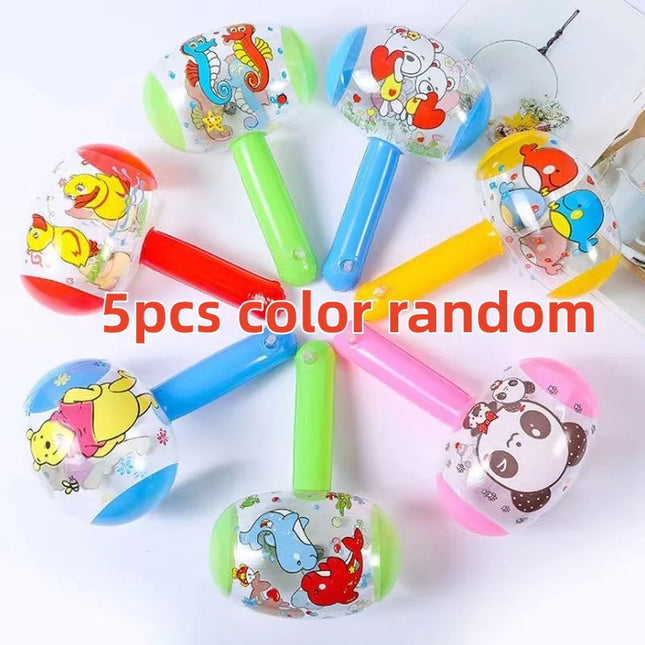 5pcs Inflatable Hammer with Bell Cute Cartoon Blowing Party Supplies Inflatable Toys Swimming Pool Baby Toys Children's Toys