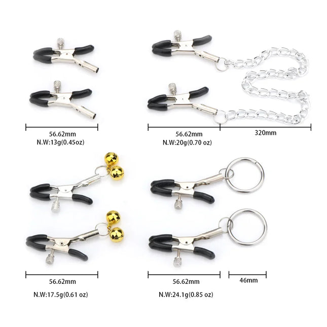 1 Pair Flirting Sex Toys Metal Fantasy Nipple Clamps with Chain for Men Women BDSM Bondage Breast Massage Clips Erotic Products