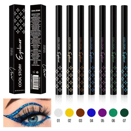 Waterproof Glitter Eyeliner Pen Eye Shadow Stick Long-Lasting Quickly Dry Diamond Shining 9-color Liquid Eyeliner Big Eye Makeup