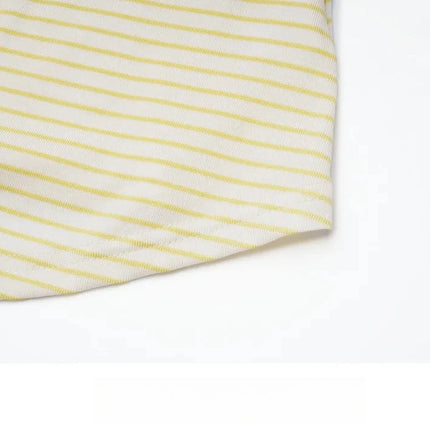 OLrain Women's Striped Tops 2026 Spring French Style Hollow Out Ladies T-shirts Casual Slim Fit Folds Female Tees O58CT003055