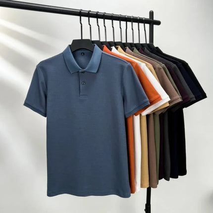 Men's 100% Cotton Polo Shirt - Summer Casual Breathable Tee, 19 Colors, Ideal for Golf and Sports, Business Casual, Silk-Like Finish