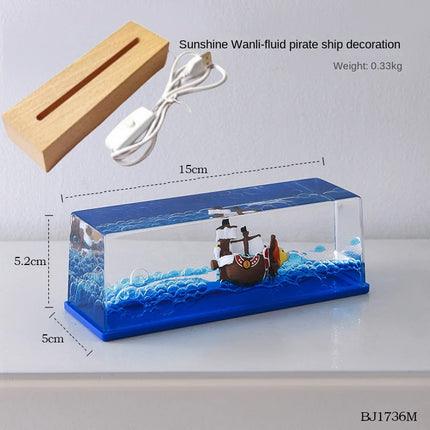 Going Merry Floating Ship Figure Fluid Liquid Thousand Sunny Barcos Decor Floating Boat Drift Barcos Living Room Decoration Gift