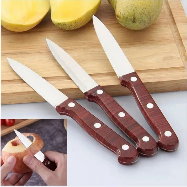 Stainless Steel Peeling Knife Sharp Blade Fruit Vegetable Knife Ergonomic Imitation Wood Plastic Handle Multifunctional Househol