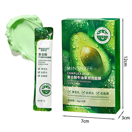 12pcs Avocado Bubble Facial Mask Brightening Firming Moisturizing Face Mask  Beauty Skin Care Facial Bubble Cover Foam Masque