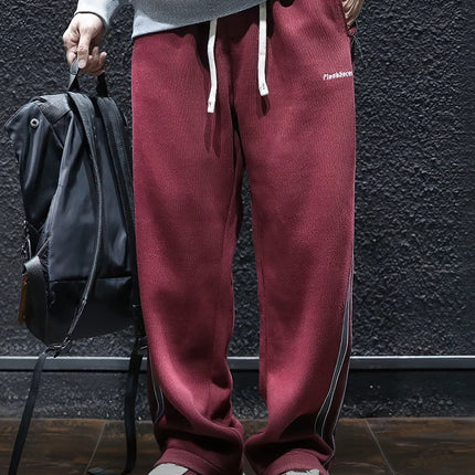 Side Zipper Split Casual Sport Baggy Sweatpants Men Straight Long Trousers Outdoor Running Jogging Cargo Pants