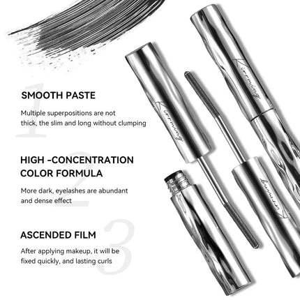 Waterproof Metallic Tube Mascara Black Silk Fiber Long Curling Non-Clumping Eyelash Extensions Spiral Makeup for Eyes