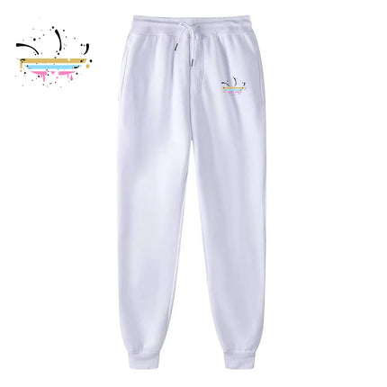 Men‘s Casual Ink printing Sports Pants Running Workout Jogging Warm Fleece Trousers Couple Solid Outdoors Sweatpants Streetwear