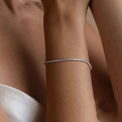 Sale 925 Sterling Silver Color Bracelets Full AAA Zircon Austrian Crystal Femme Women Link Chain Fine Jewelry Bangles Wholesale