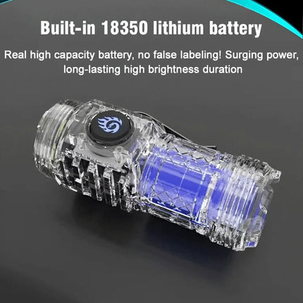 Portable Mini LED Flashlight Powerful 3*Wick Small Pocket Torch Rechargeable Strong Light Lantern Super Bright Cap Clip Lamp