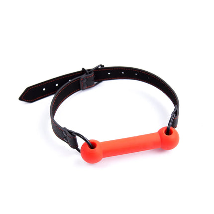 Professional Pony Play Bit Gag Silicone Mouth Restraint Red Stitch Leather Strap BDSM Bondage Slave Role Play Adult Fetish Toy