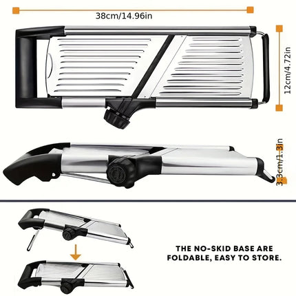 [Stainless Steel Mandoline Slicer] 5-Blade Adjustable Mandoline Slicer - 1 Set Stainless Steel Vegetable Slicer - Professional