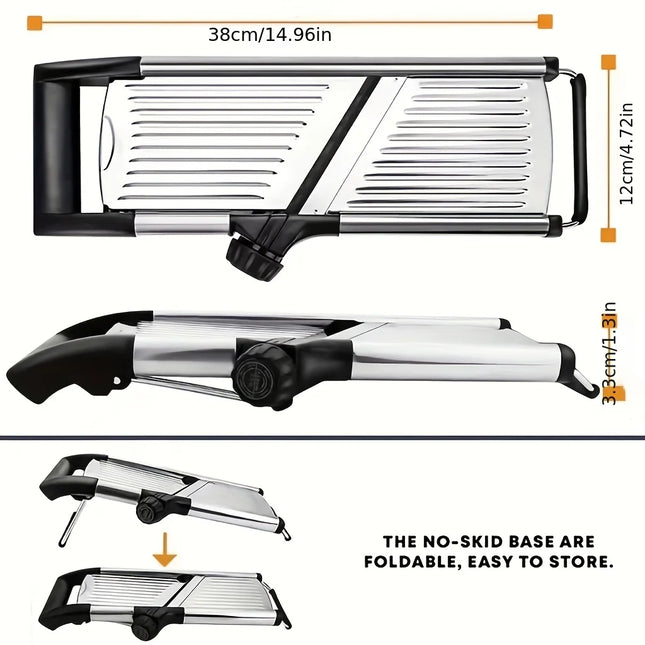 [Stainless Steel Mandoline Slicer] 5-Blade Adjustable Mandoline Slicer - 1 Set Stainless Steel Vegetable Slicer - Professional