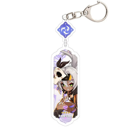 Anime Keychain Linnea Flins Durin Mualani Furina Arlecchin Key Chain Accessories Genshin Impact Cute Bag Pendant Key Ring Gift