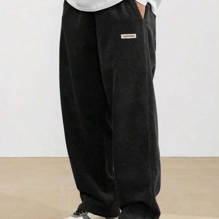 2026 new fashion Men's Corduroy Straight Casual Pants spring autumn Outdoor Streetwear with Drawstring Elastic Waist