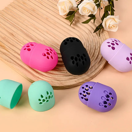 Empty Makeup Sponge Holder Eco-Friendly Silicone Beauty Egg Organizer Breathable Drying Storage Case Cosmetic Puff Holder Box