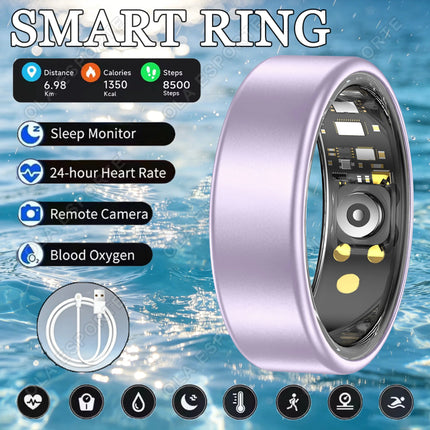 Smart Ring Blood Pressure Heart Rate Sleep Monitoring Smartring IP68 & 5ATM Waterproof Multi-sport Mode Smartring Man Women 2026