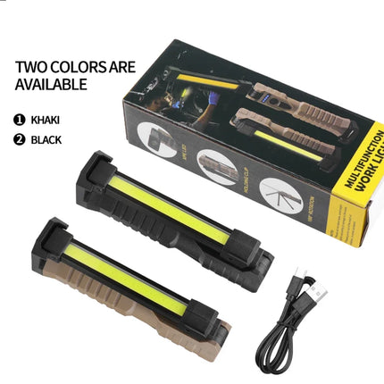 Folding COB Work Light LED Flashlight with Built-in Battery Lamp Torch Emergency Car repair Lamp Red SOS Strobe Camping lantern